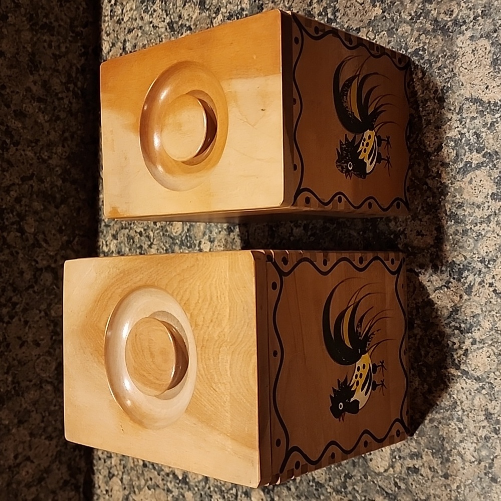 Vintage Rooster Nesting Box Canisters, Set of 2